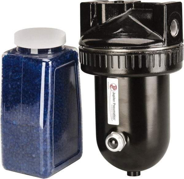 PRO-SOURCE - 15 CFM at 100 psi Inlet, In-line Desiccant Dryer - 1/2" NPT Inlet/Outlet x 4-7/8" Long x 4-7/8" Wide x 8-7/8" High - Eagle Tool & Supply