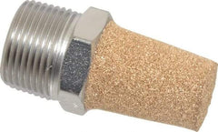 PRO-SOURCE - 3/4 Male NPT, 1-1/16" Hex, 2-1/4" OAL, Exhaust Muffler - 300 Max psi, 99 Decibel Rating, Sintered Bronze - Eagle Tool & Supply