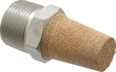 PRO-SOURCE - 1 Male NPT, 1-5/16" Hex, 2-7/8" OAL, Exhaust Muffler - 300 Max psi, 109 Decibel Rating, Sintered Bronze - Eagle Tool & Supply