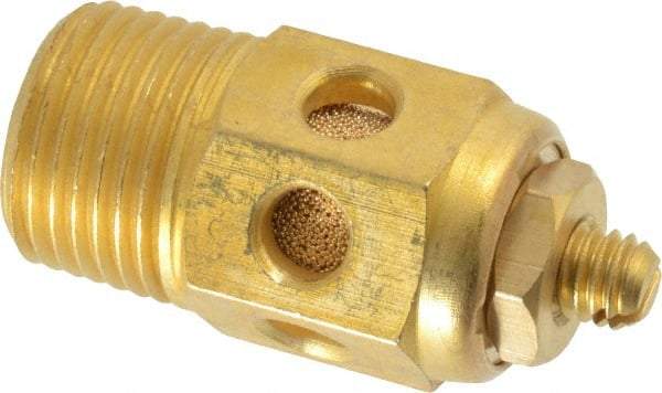 PRO-SOURCE - 3/8 Male NPT, 11/16" Hex, 1-5/8" OAL, Speed Control Muffler - 300 Max psi, 40 CFM, Brass - Eagle Tool & Supply