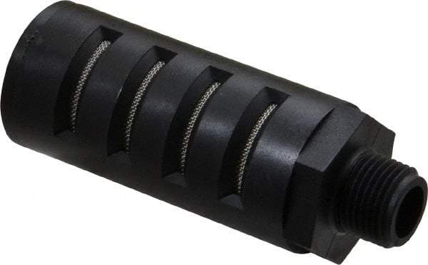 PRO-SOURCE - 3/8 Male NPT, 1" Hex, 3-27/64" OAL, Muffler - 150 Max psi, Glass Filled Nylon - Eagle Tool & Supply