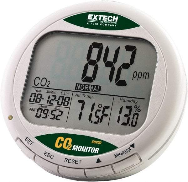 Extech - -14 to 140°F, 0 to 99.9% Humidity Range, Air Quality Monitor - Eagle Tool & Supply