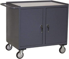 Jamco - 1,200 Lb Capacity, 2 Shelf, 2 Tray, 2 Door Mobile Workstation - 36" Wide x 24" Deep x 36" High, Steel, Gray - Eagle Tool & Supply