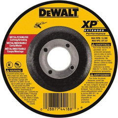 DeWALT - 24 Grit, 9" Wheel Diam, 1/8" Wheel Thickness, 7/8" Arbor Hole, Type 27 Depressed Center Wheel - Zirconia Alumina, Resinoid Bond, 6,600 Max RPM, Compatible with Angle Grinder - Eagle Tool & Supply