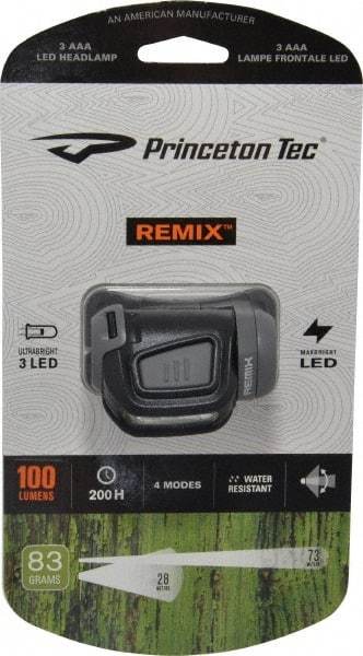 Princeton Tec - White LED Bulb, 300 Lumens, Hands-free Flashlight - Black, Gray Plastic Body, 3 AAA Batteries Not Included - Eagle Tool & Supply