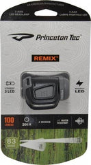 Princeton Tec - White LED Bulb, 300 Lumens, Hands-free Flashlight - Black, Gray Plastic Body, 3 AAA Batteries Not Included - Eagle Tool & Supply