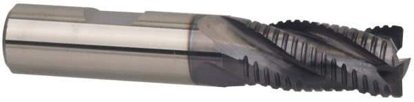 Guhring - 1/4" Diam, Fine Pitch, 3/4" LOC, 4 Flute Solid Carbide Roughing Square End Mill - FIREX Finish, 2-1/2" OAL, 1/4" Shank Diam, Single End, Centercutting - Eagle Tool & Supply