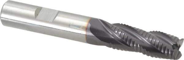 Guhring - 1/2" Diam, Fine Pitch, 1-1/4" LOC, 4 Flute Solid Carbide Roughing Square End Mill - FIREX Finish, 3-1/2" OAL, 1/2" Shank Diam, Single End, Centercutting - Eagle Tool & Supply