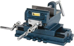 Interstate - 3-35/64" Jaw Opening Capacity x 1.18" Throat Depth, Horizontal Drill Press Vise - 4" Wide x 1.18" High Jaw, Cross Slide Base, Standard Speed, 8" OAL x 5.1" Overall Height, Cast Iron - Eagle Tool & Supply