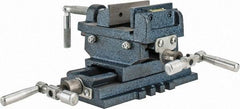 Interstate - 2-23/32" Jaw Opening Capacity x 1" Throat Depth, Horizontal Drill Press Vise - 3" Wide x 27/32" High Jaw, Cross Slide Base, Standard Speed, 5-7/16" OAL x 4.72" Overall Height, Cast Iron - Eagle Tool & Supply