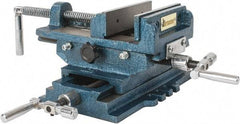 Interstate - 5-5/16" Jaw Opening Capacity x 1-5/16" Throat Depth, Horizontal Drill Press Vise - 5" Wide x 1-5/16" High Jaw, Cross Slide Base, Standard Speed, 10" OAL x 5.3" Overall Height, Cast Iron - Eagle Tool & Supply