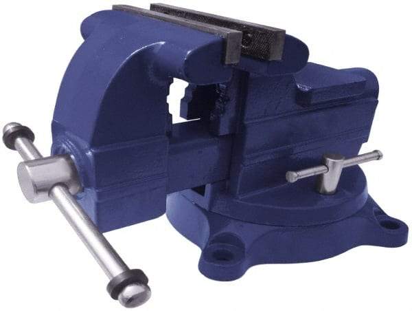 Gibraltar - 6-1/2" Jaw Width x 5-1/2" Jaw Opening Capacity, 3-11/16" Throat Depth, Bench & Pipe Combination Vise - 1/8 to 2-1/2" Pipe Capacity, Swivel Base, Bolt Down Attachment, Ductile Iron - Eagle Tool & Supply