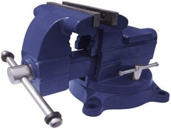 Gibraltar - 4-1/2" Jaw Width x 4" Jaw Opening Capacity, 2-5/8" Throat Depth, Bench & Pipe Combination Vise - 1/8 to 2" Pipe Capacity, Swivel Base, Bolt Down Attachment, Ductile Iron - Eagle Tool & Supply