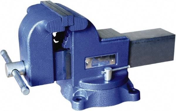 Gibraltar - 6" Jaw Width x 6-1/4" Jaw Opening Capacity, 3-1/2" Throat Depth, Bench & Pipe Combination Vise - 1-1/4 to 2-1/2" Pipe Capacity, Swivel Base, Bolt Down Attachment, Ductile Iron - Eagle Tool & Supply