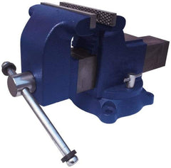 Gibraltar - 4" Jaw Width x 4-3/8" Jaw Opening Capacity, 2-1/2" Throat Depth, Bench & Pipe Combination Vise - 3/4 to 2-3/8" Pipe Capacity, Swivel Base, Bolt Down Attachment, Ductile Iron - Eagle Tool & Supply