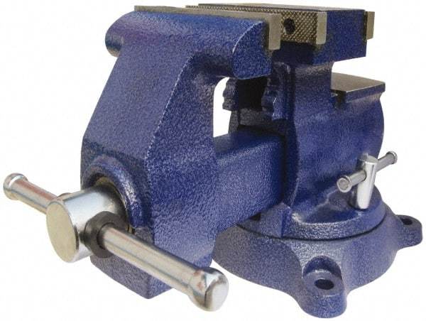 Gibraltar - 5-1/2" Jaw Width x 6" Jaw Opening Capacity, 3-3/4" Throat Depth, Bench & Pipe Combination Vise - 1/8 to 3" Pipe Capacity, Swivel Base, Bolt Down Attachment, Ductile Iron - Eagle Tool & Supply