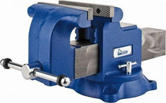 Gibraltar - 8" Jaw Width x 8" Jaw Opening Capacity, 4" Throat Depth, Bench & Pipe Combination Vise - 3/4 to 3" Pipe Capacity, Swivel Base, Bolt Down Attachment, Ductile Iron - Eagle Tool & Supply