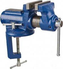 Gibraltar - 4" Jaw Width, 2-1/4" Opening Capacity, 2" Throat Depth, Cast Iron Stationary Bench Vise - Clamp-On Base Attachment - Eagle Tool & Supply