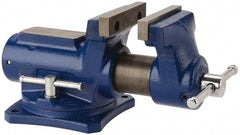 Gibraltar - 4" Jaw Width, 2-1/4" Opening Capacity, 2" Throat Depth, Cast Iron Swivel Bench Vise - Bolt Down Base Attachment - Eagle Tool & Supply