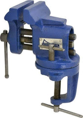 Gibraltar - 2-1/2" Jaw Width, 2-1/2" Opening Capacity, 1-5/8" Throat Depth, Cast Iron Swivel Bench Vise - Clamp-On Base Attachment - Eagle Tool & Supply