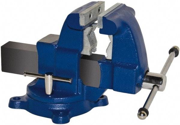 Gibraltar - 4-1/2" Jaw Width x 4-1/2" Jaw Opening Capacity, 4-1/2" Throat Depth, Bench & Pipe Combination Vise - 1/8 to 2-1/2" Pipe Capacity, Swivel Base, Bolt Down Attachment, Ductile Iron - Eagle Tool & Supply