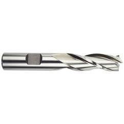 9/16 Dia. x 3-3/8 Overall Length 3-Flute Square End High Speed Steel SE End Mill-Round Shank-Center Cutting -Uncoated - Eagle Tool & Supply