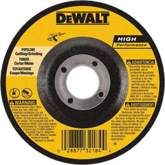DeWALT - 24 Grit, 9" Wheel Diam, 1/8" Wheel Thickness, 7/8" Arbor Hole, Type 27 Depressed Center Wheel - Aluminum Oxide, 6,600 Max RPM, Compatible with Angle Grinder - Eagle Tool & Supply