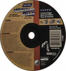 Norton - 9" Wheel Diam, 1/4" Wheel Thickness, 7/8" Arbor Hole, Depressed Center Wheel - Ceramic, Resinoid Bond, 6,600 Max RPM - Eagle Tool & Supply