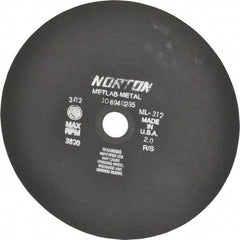 Norton - 12" Aluminum Oxide Cutoff Wheel - 0.078" Thick, 1-1/4" Arbor, 3,820 Max RPM, Use with Stationary Tools - Eagle Tool & Supply