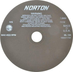 Norton - 9" Aluminum Oxide Cutoff Wheel - 0.063" Thick, 1-1/4" Arbor, 4,025 Max RPM, Use with Stationary Tools - Eagle Tool & Supply