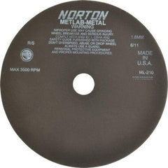 Norton - 10" Aluminum Oxide Cutoff Wheel - 0.063" Thick, 1-1/4" Arbor, 3,500 Max RPM, Use with Stationary Tools - Eagle Tool & Supply