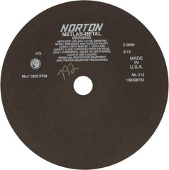 Norton - 12" Aluminum Oxide Cutoff Wheel - 0.078" Thick, 1-1/4" Arbor, 3,820 Max RPM, Use with Stationary Tools - Eagle Tool & Supply