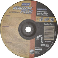 Norton - 9" Wheel Diam, 1/4" Wheel Thickness, 7/8" Arbor Hole, Depressed Center Wheel - Ceramic, Resinoid Bond, 6,600 Max RPM - Eagle Tool & Supply
