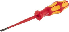 Wera - 198mm OAL Insulated Slotted Screwdriver - 100mm Blade Length, Round Shank, Ergonomic Handle - Eagle Tool & Supply