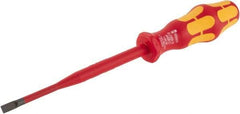 Wera - 223mm OAL Insulated Slotted Screwdriver - 125mm Blade Length, Round Shank, Ergonomic Handle - Eagle Tool & Supply