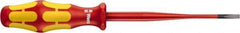 Wera - 181mm OAL Insulated Slotted Screwdriver - 100mm Blade Length, Round Shank, Ergonomic Handle - Eagle Tool & Supply