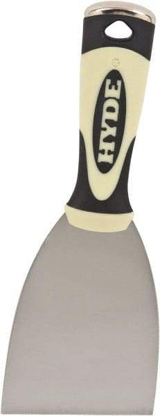 Hyde Tools - Stiff Carbon Steel Stiff Chisel - 3" Blade Width, 4" Long Plastic Overmold Handle - Eagle Tool & Supply