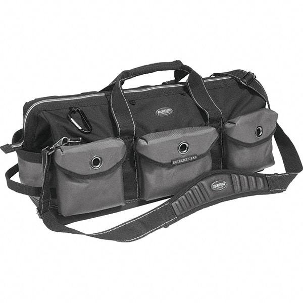 Bucket Boss - 28 Pocket Gray & Black Ballistic Polyester Tool Bag - 28" Wide x 11" Deep x 12" High - Eagle Tool & Supply