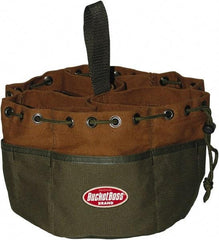 Bucket Boss - 19 Pocket Brown & Green Canvas Tool Tote - 10" Wide x 10" Deep x 6" High - Eagle Tool & Supply