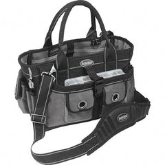 Bucket Boss - 18 Pocket Gray & Black Polyester Tool Bag - 14" Wide x 9" Deep x 9" High - Eagle Tool & Supply