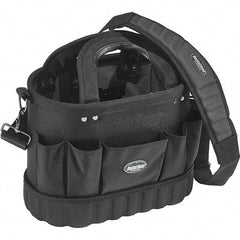 Bucket Boss - 13 Pocket Black Ballistic Polyester Tool Tote - 14" Wide x 8" Deep x 10" High - Eagle Tool & Supply