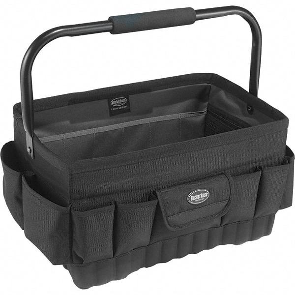 Bucket Boss - 20 Pocket Black Ballistic Polyester Tool Bag - 18" Wide x 12" Deep x 10" High - Eagle Tool & Supply