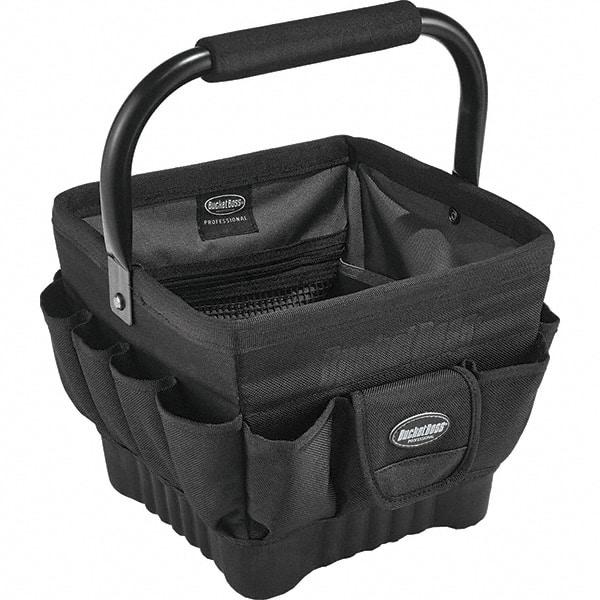 Bucket Boss - 19 Pocket Black Ballistic Polyester Tool Bag - 11" Wide x 11" Deep x 10" High - Eagle Tool & Supply