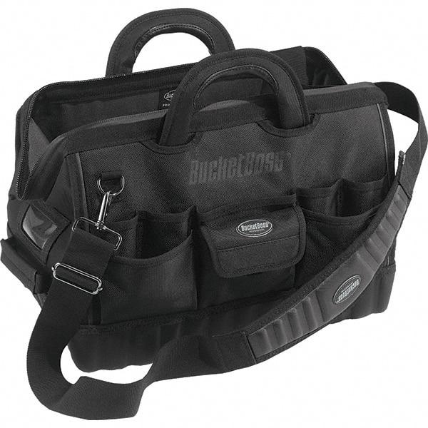 Bucket Boss - 17 Pocket Black Ballistic Polyester Tool Bag - 18" Wide x 12" Deep x 13" High - Eagle Tool & Supply