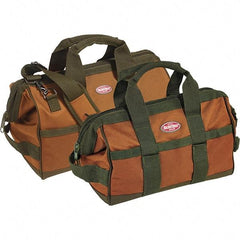 Bucket Boss - 12 Pocket Brown & Green Polyester Tool Bag - 12" Wide x 7" Deep x 9" High - Eagle Tool & Supply