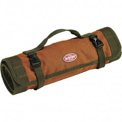 Bucket Boss - 22 Pocket Brown & Green Canvas Tool Roll - 25" Wide x 1/8" Deep x 14" High - Eagle Tool & Supply