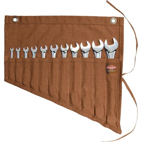 Bucket Boss - 11 Pocket Brown Canvas Tool Roll - 18-3/4" Wide x 1/2" Deep x 18-1/4" High - Eagle Tool & Supply