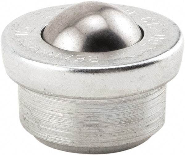 Hudson Bearing - 5/8 Inch Diameter, Round, Stainless Steel Ball Transfer - 1.1875 Inch Overall Diameter, 3/8 Inch Mount Height, 200 Lb. Capacity - Eagle Tool & Supply