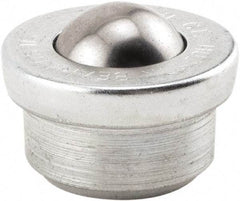 Hudson Bearing - 1 Inch Diameter, Round, Stainless Steel Ball Transfer - 1.6719 Inch Overall Diameter, 5/8 Inch Mount Height, 200 Lb. Capacity - Eagle Tool & Supply