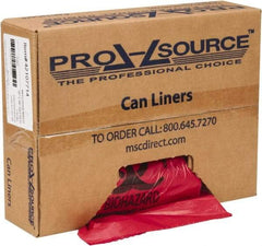 PRO-SOURCE - 45 Gal Capacity, Red, Hazardous Waste Bag - 1.3 mil Thick x 38" Wide x 48" High, Roll - Eagle Tool & Supply